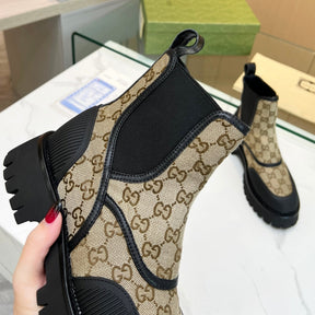 GG Canvas Ankle Boot Beige