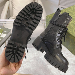 GG quilted boot with 60mm heel, GG canvas, mid-calf