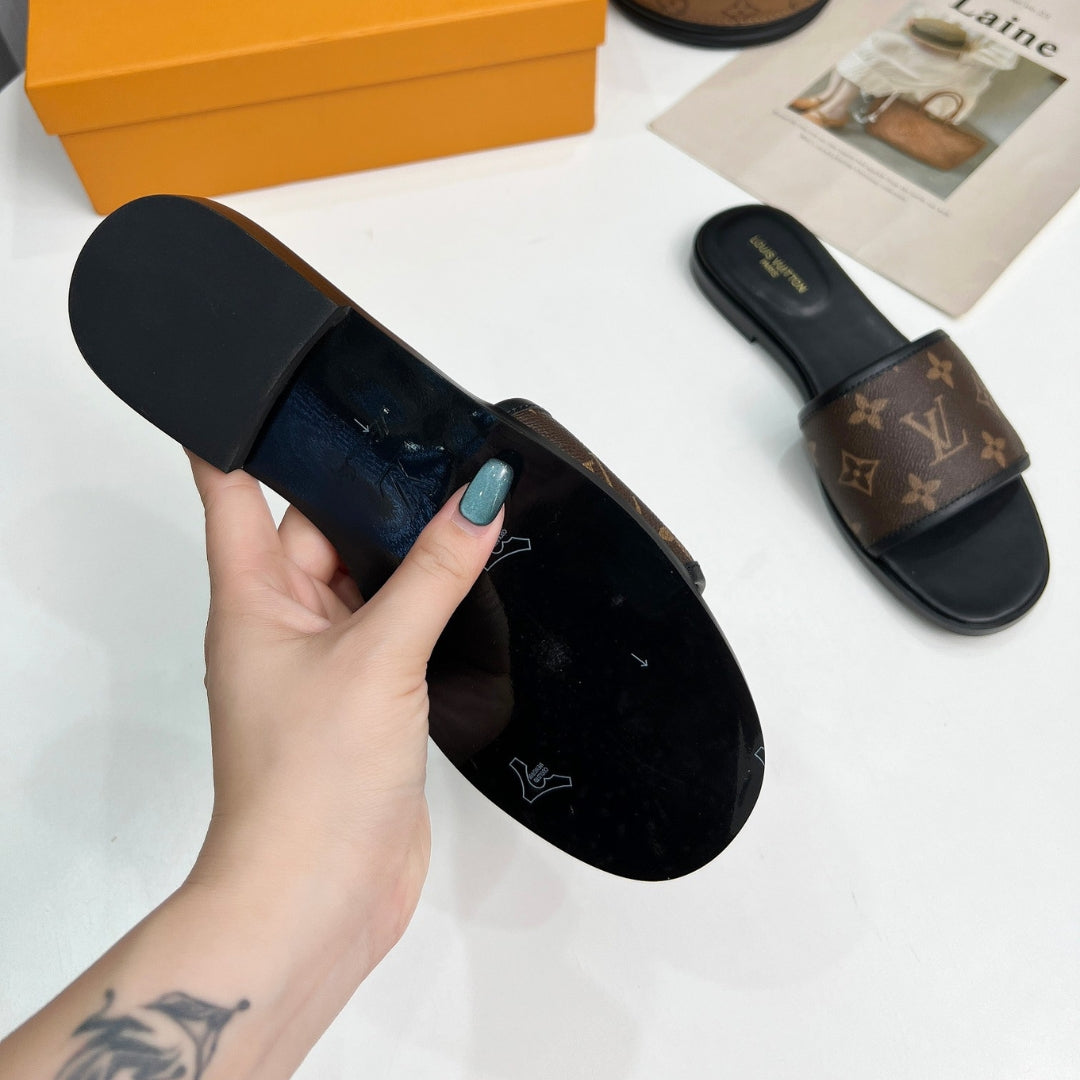 LV Monogram Brown Flip Flops