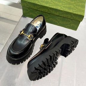 GG Leather Loafer with Black Horsebit Detail
