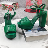 DG Green Platform Sandal with Logo, 11.5cm Heel