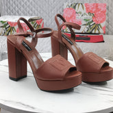 DG Brown Platform Sandal with Logo 11.5cm Heel