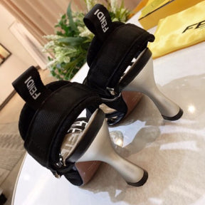 FND Black Pumps with Leather Canvas and 9.5cm Heel