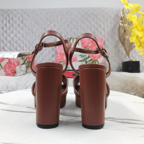 DG Brown Platform Sandal with Logo 11.5cm Heel