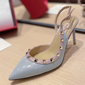 VLT Blue Leather Pumps with Side Details, 9cm Heel
