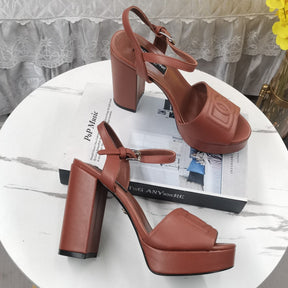 DG Brown Platform Sandal with Logo 11.5cm Heel