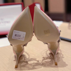 VLT Pink Leather Pumps with Upper Details, 9cm Heel