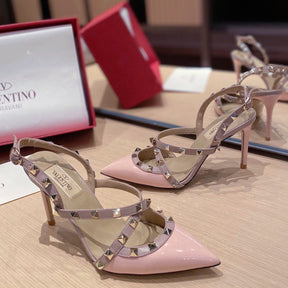 VLT Pink Leather Pumps with Upper Details, 9cm Heel