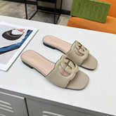 GG Leather Sandal with Beige GG Interlocking