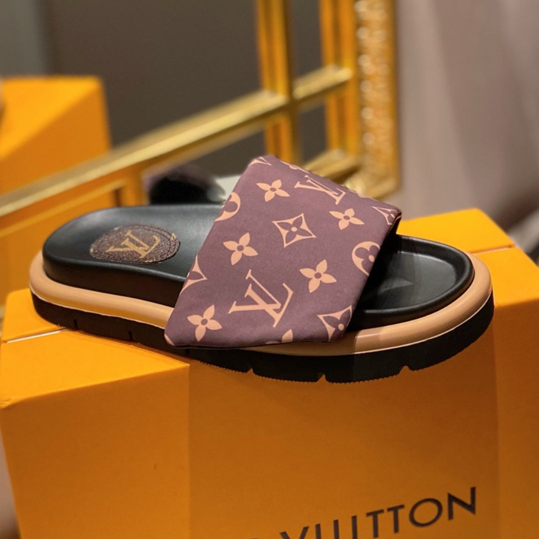 LV Pool Pillow Flat Comfort Flip Flops Brown #2