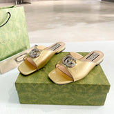 GG Flat Sandal with Double GG Gold