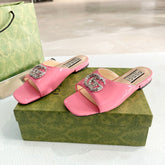 GG Flat Sandal with Double GG Pink
