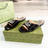 GG Flat Sandal with Double GG Black