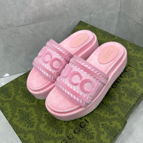 GG Pink Slide Platform Sandal with Logo