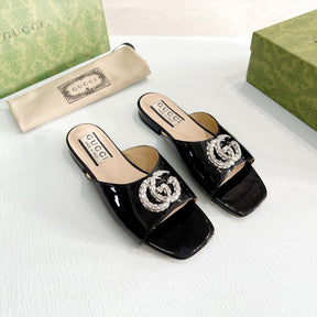 GG Flat Sandal with Double GG Black