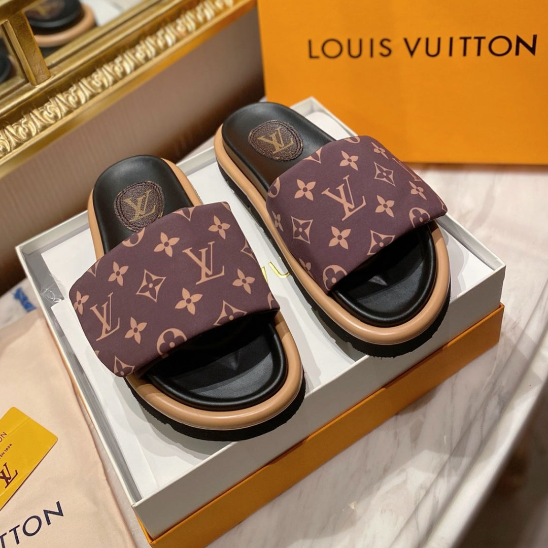 LV Pool Pillow Flat Comfort Flip Flops Brown #2