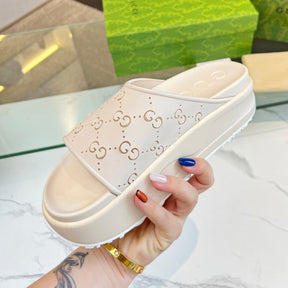 Slide Flip Flop GG Pink Canvas Details