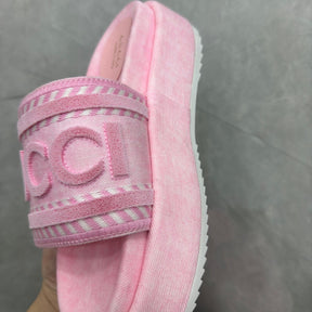 GG Pink Slide Platform Sandal with Logo