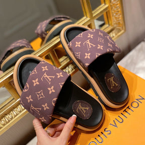 LV Pool Pillow Flat Comfort Flip Flops Brown #2
