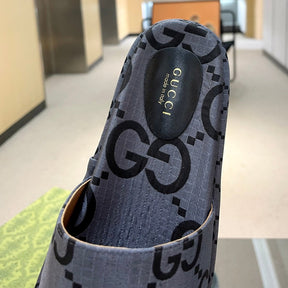 GG Platform Slider Sandal Gray with Print