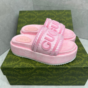 GG Pink Slide Platform Sandal with Logo