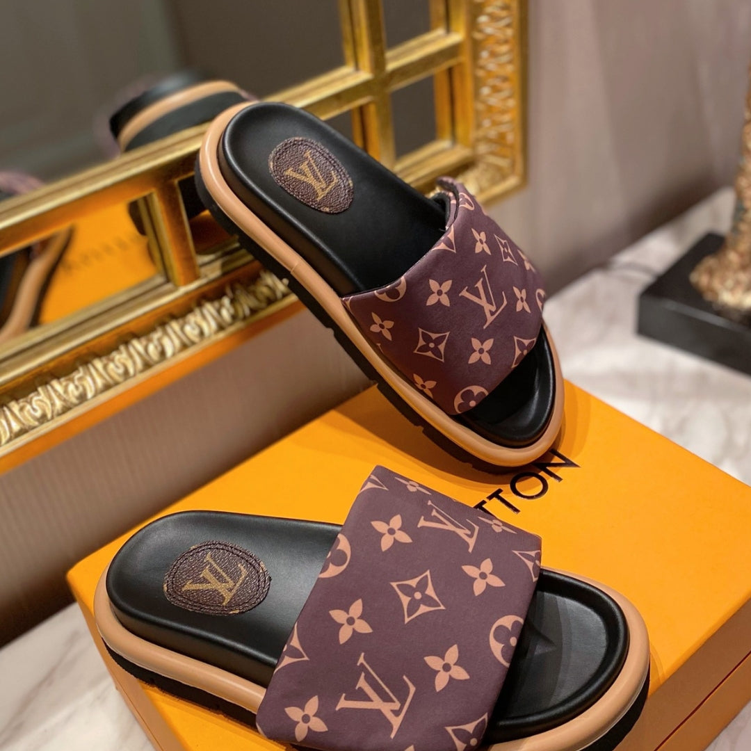 LV Pool Pillow Flat Comfort Flip Flops Brown #2