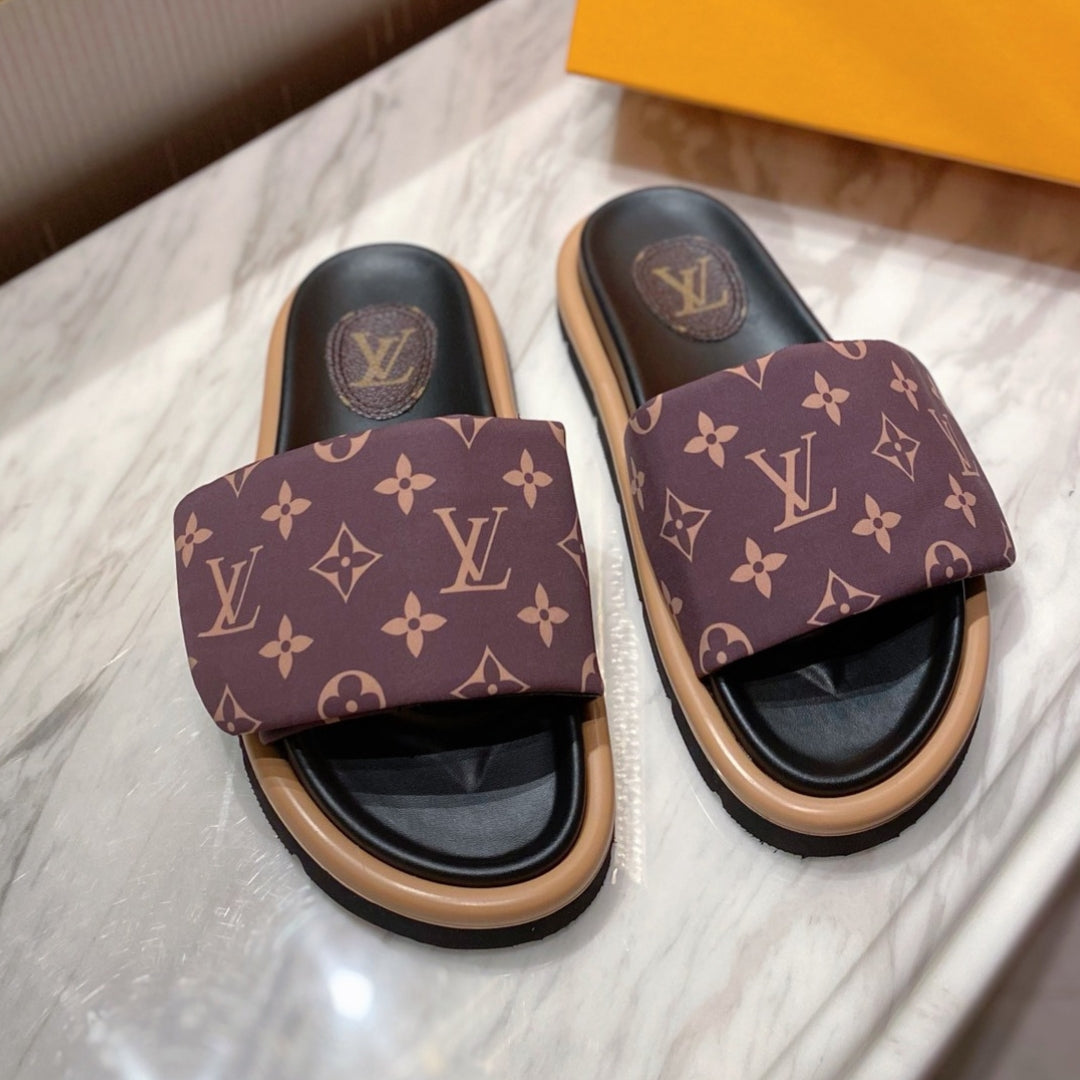 LV Pool Pillow Flat Comfort Flip Flops Brown #2