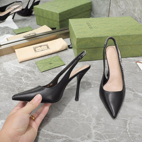 GG Scarpin Signoria Black Sandal with 105mm heel