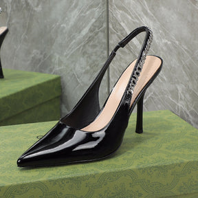 GG Scarpin Signoria Black Plain Sandal with 105mm heel