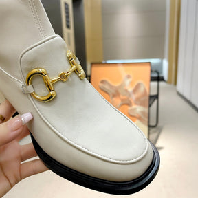 GG boot with horsebit detail and 55mm heel in white