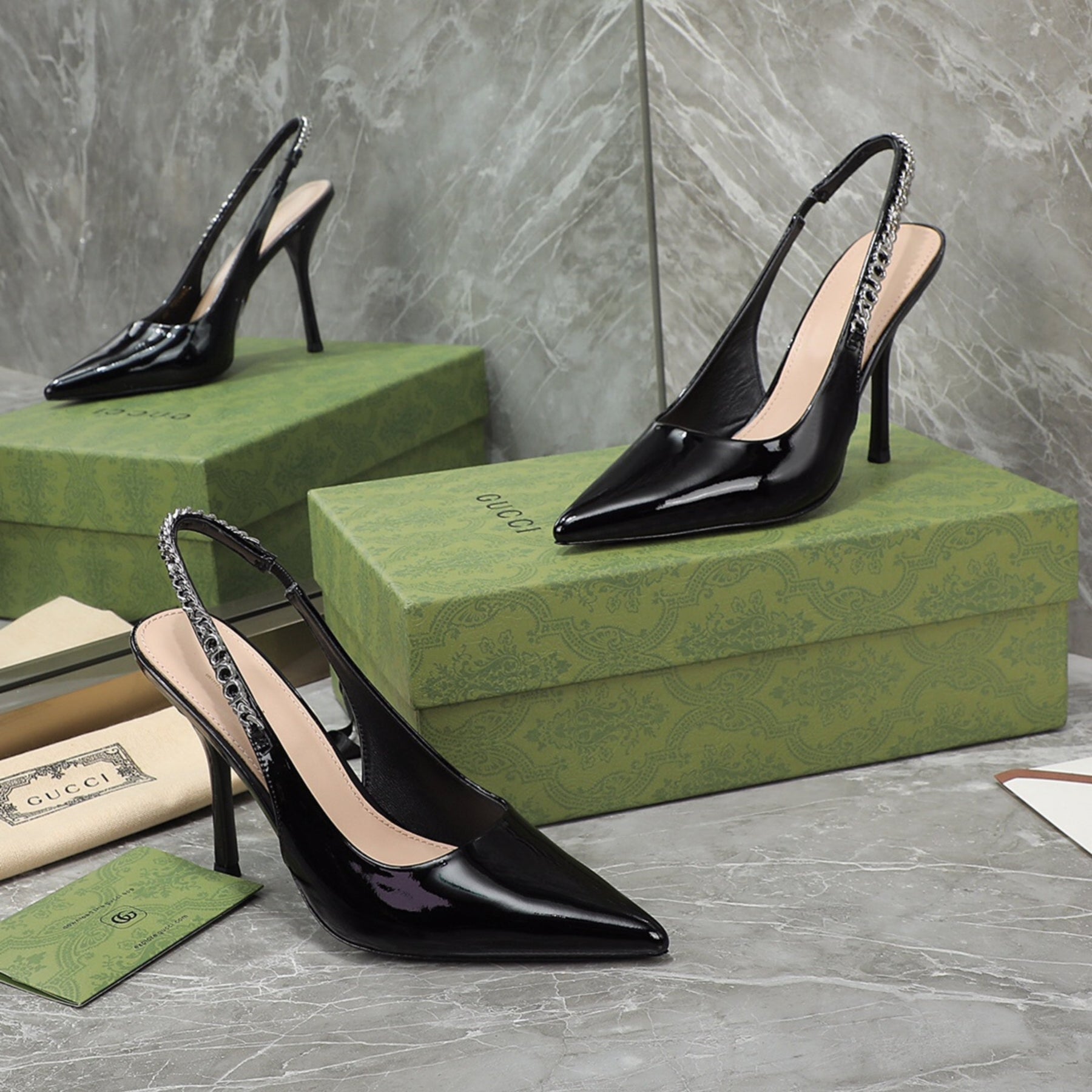 GG Scarpin Signoria Black Plain Sandal with 105mm heel