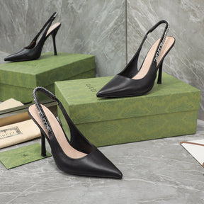 GG Scarpin Signoria Black Sandal with 105mm heel