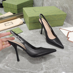 GG Scarpin Signoria Black Sandal with 105mm heel