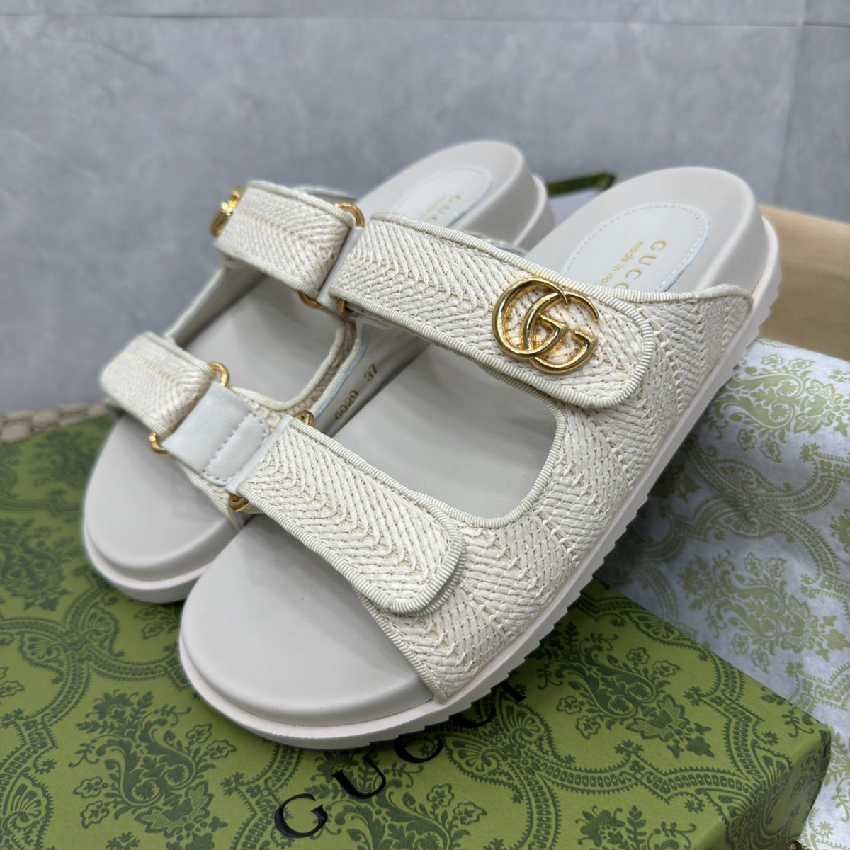 GG Slider Sandal with Double White