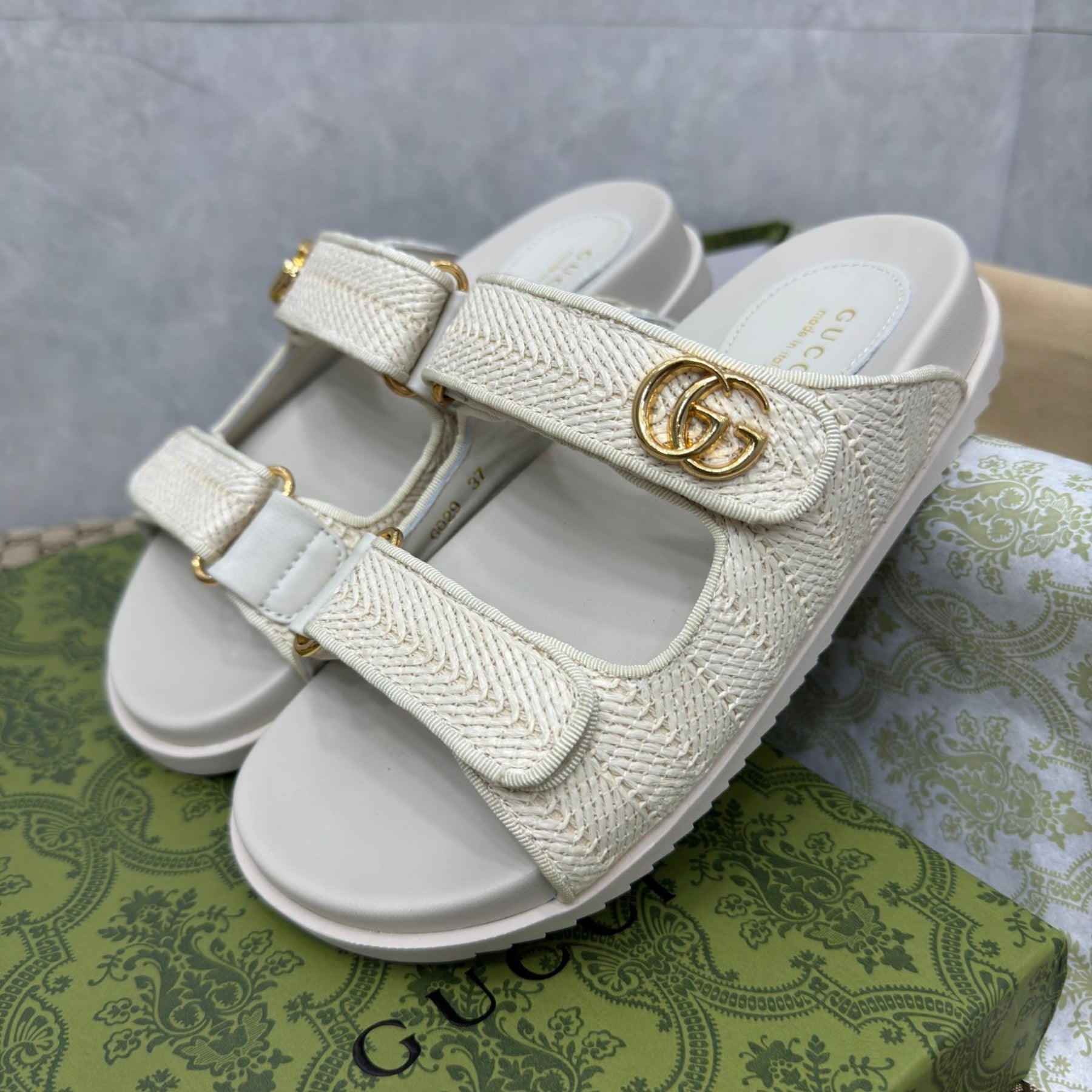 GG Slider Sandal with Double White