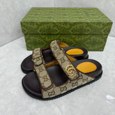 GG Slider Sandal with Double Beige and Black