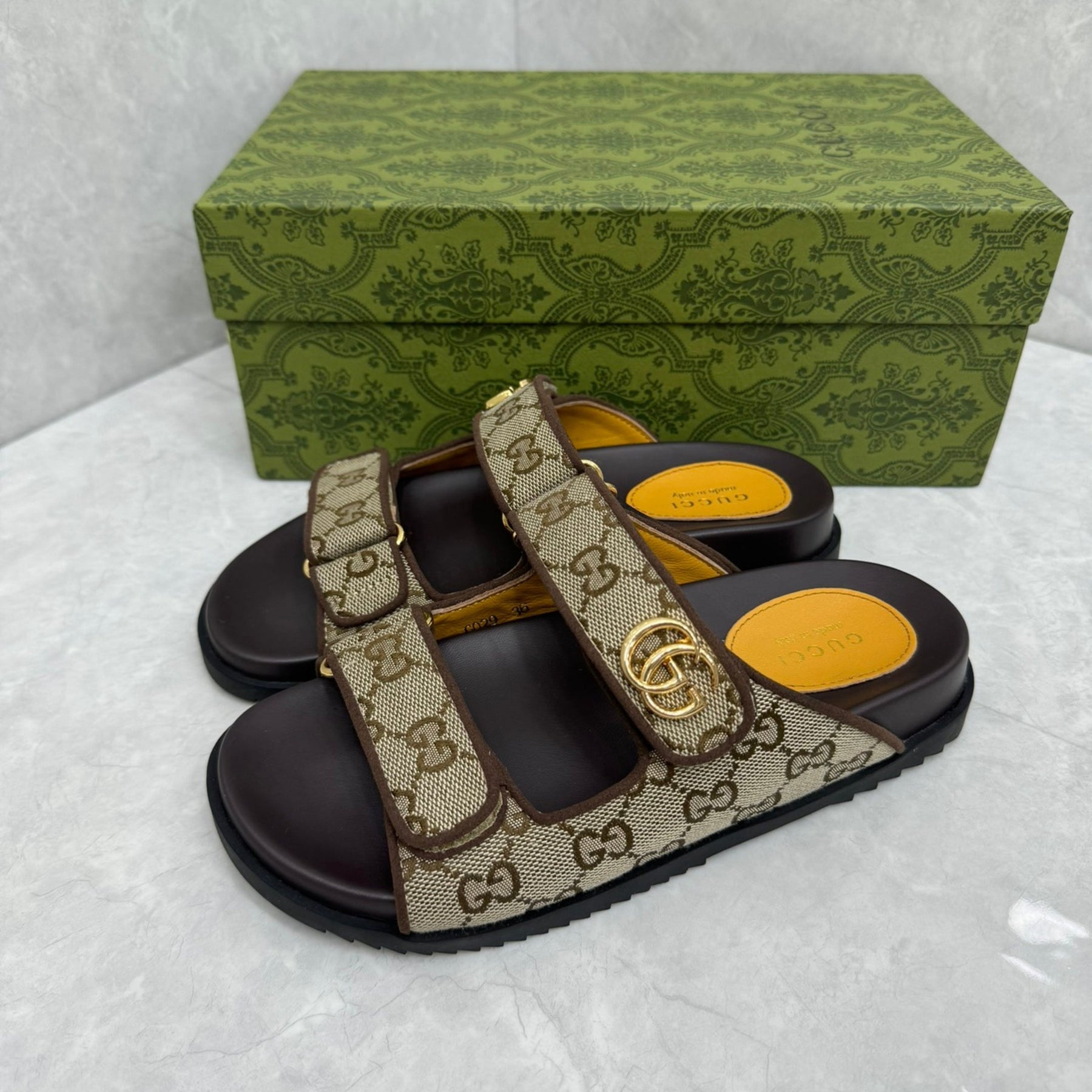 GG Slider Sandal with Double Beige and Black