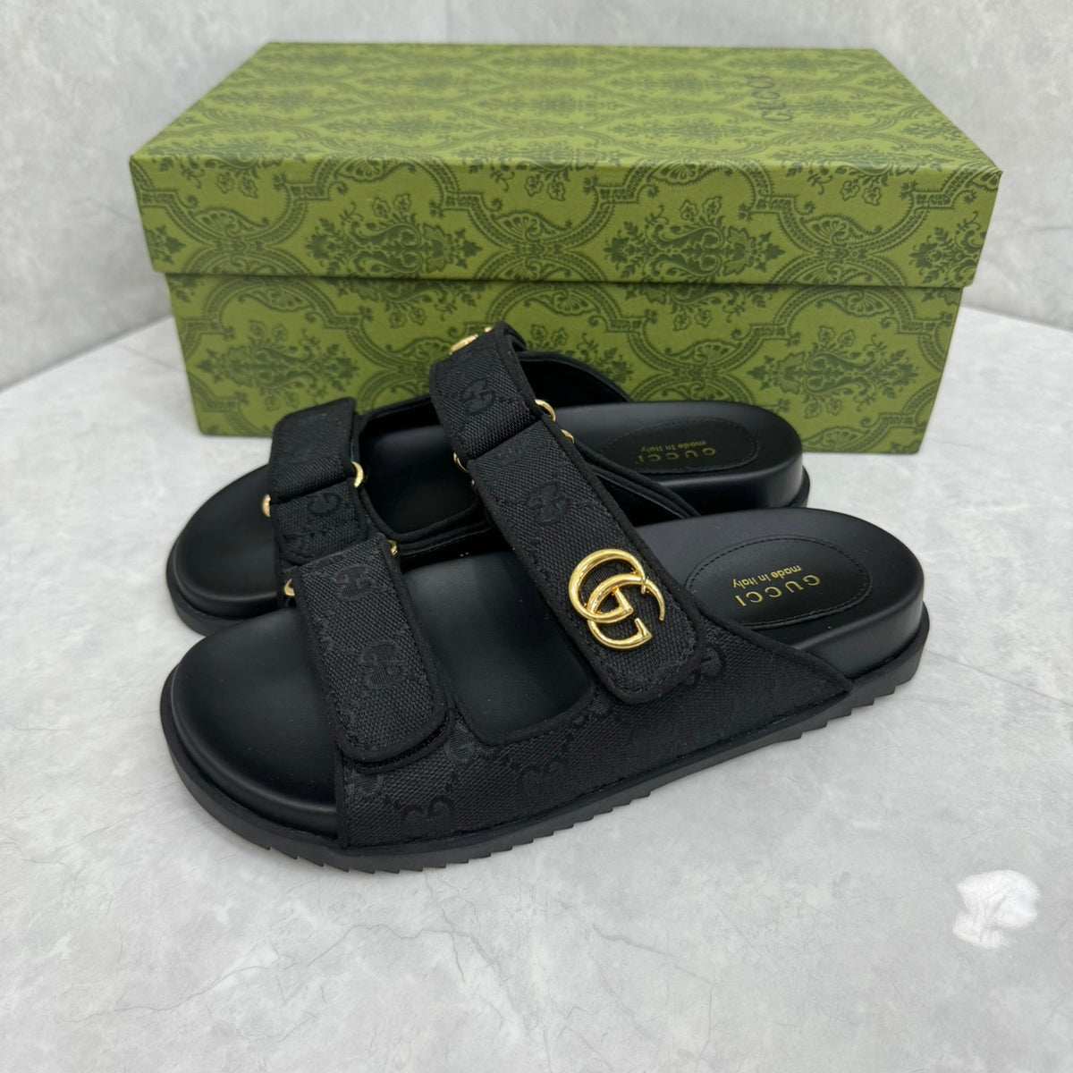 GG Slider Sandal with Double with black
