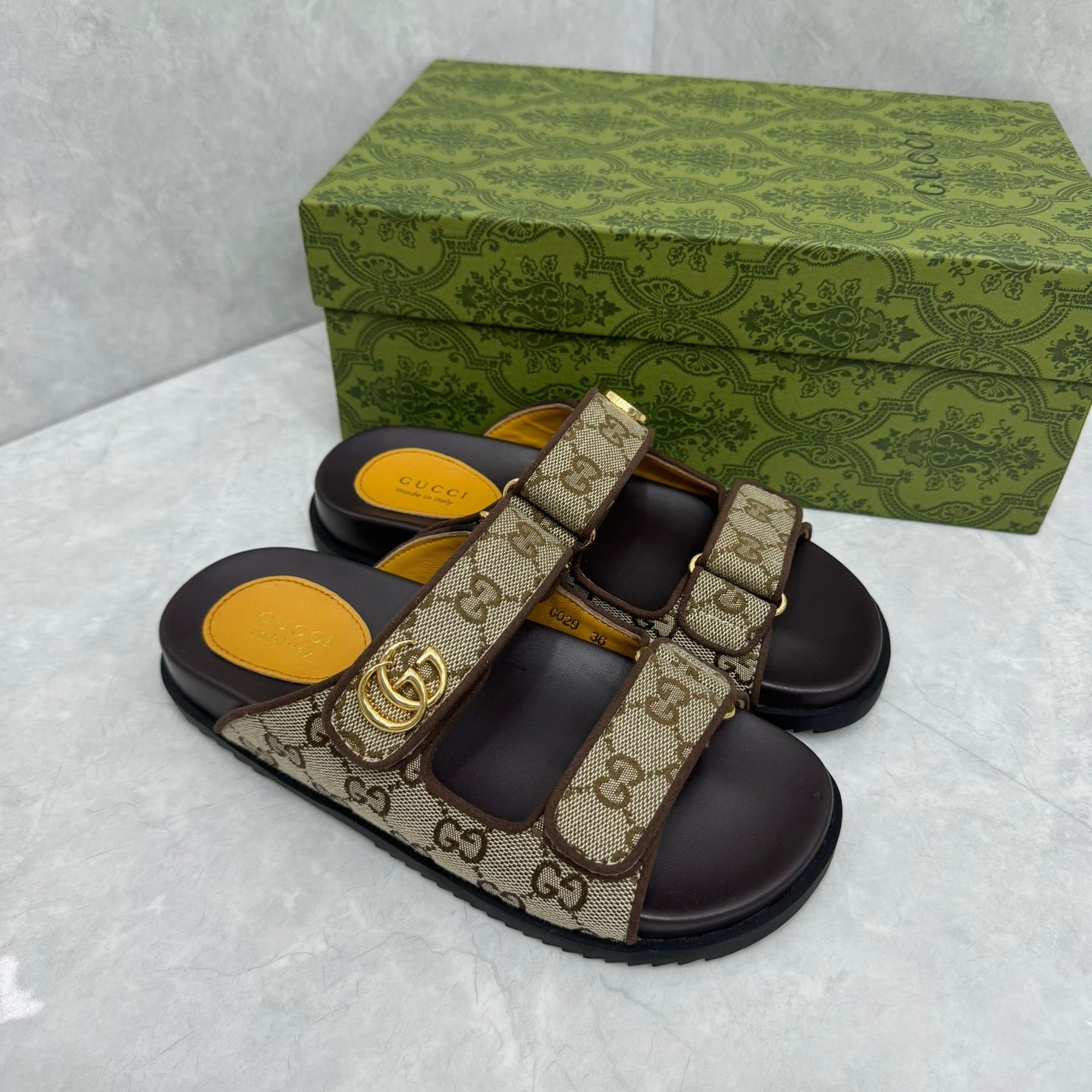 GG Slider Sandal with Double Beige and Black