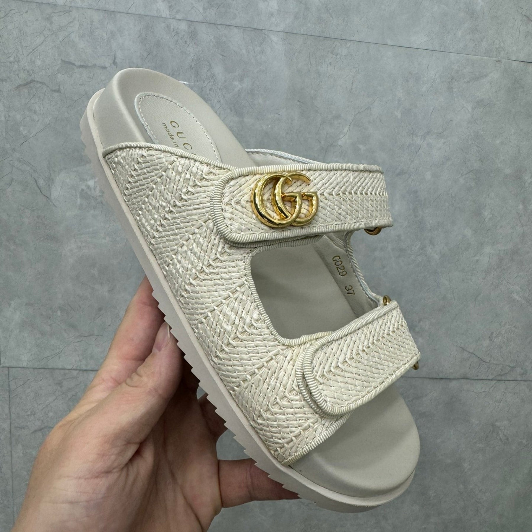 GG Slider Sandal with Double White