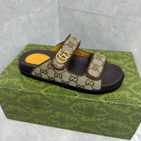 GG Slider Sandal with Double Beige and Black