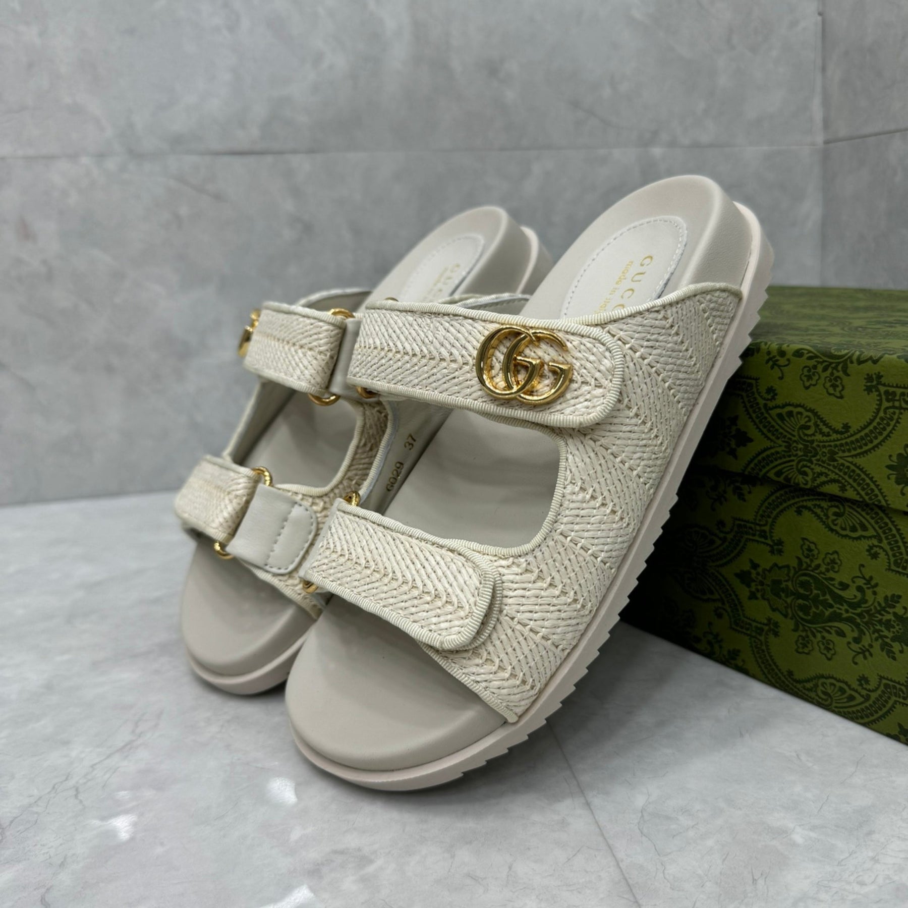 GG Slider Sandal with Double White