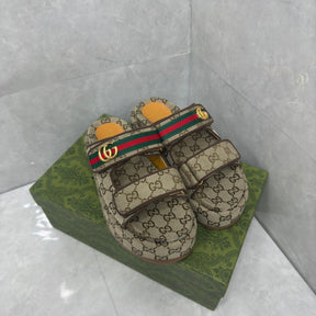 GG Platform Slider Sandal with Double Beige
