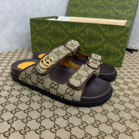 GG Slider Sandal with Double Beige and Black