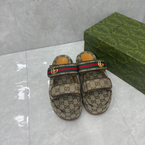 GG Platform Slider Sandal with Double Beige