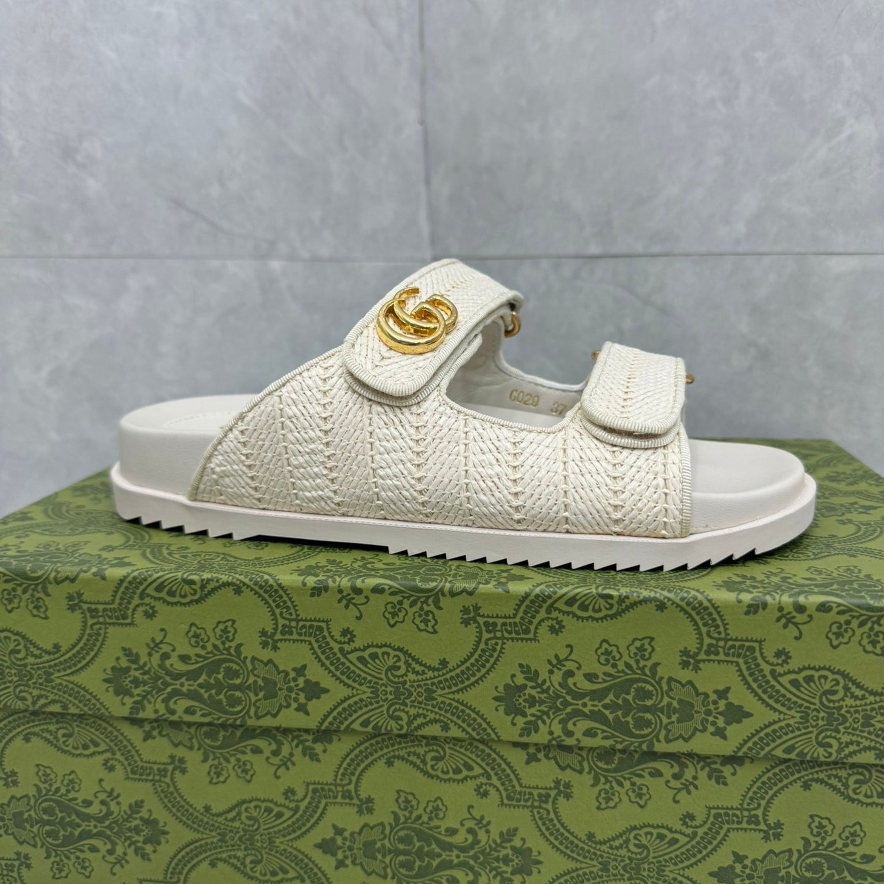 GG Slider Sandal with Double White
