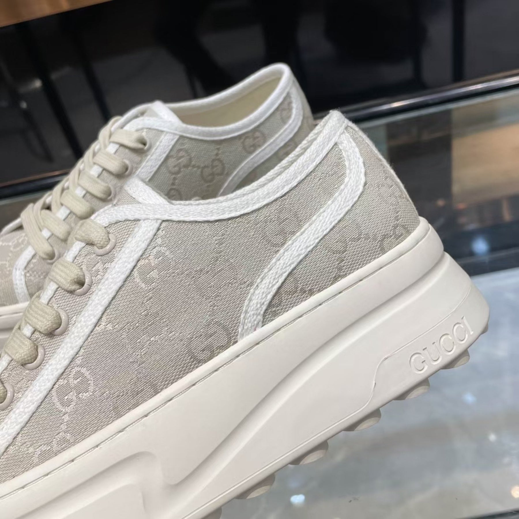 GG Canvas Sneakers with Gray and White Details