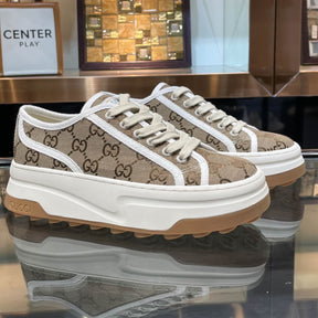 GG Canvas Sneakers with Beige Details and White Details