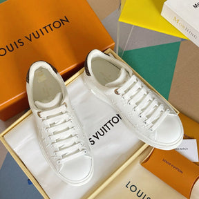 LV Time Out White Sneakers with Embossed Side Logo