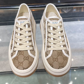 GG Canvas Sneakers with Beige Details and White Details